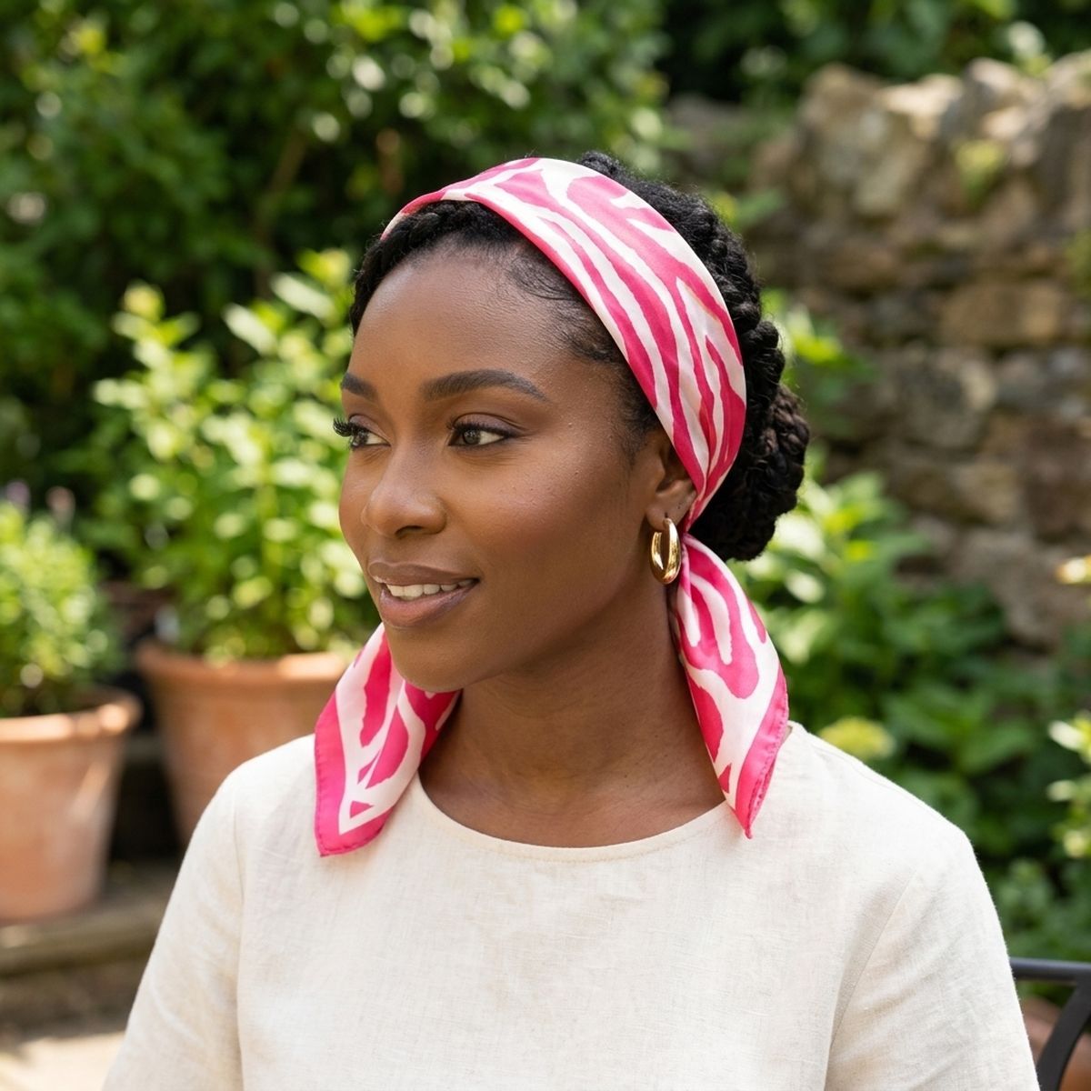 Silky Square Pink Zebra Print Fashion Scarf