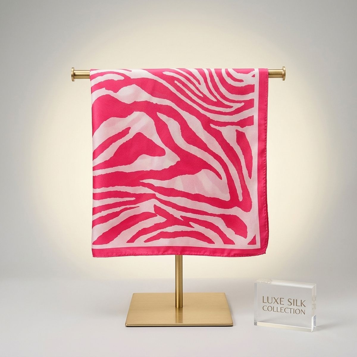 Silky Square Pink Zebra Print Fashion Scarf