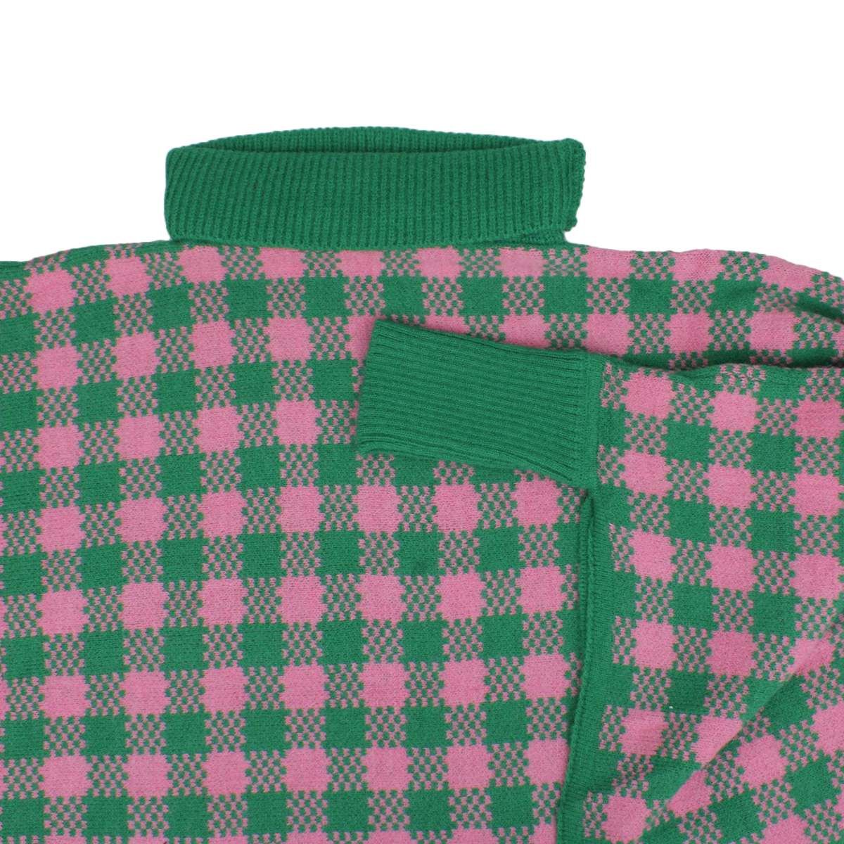 AKA Sorority Pink Green Checkerboard Knit Poncho