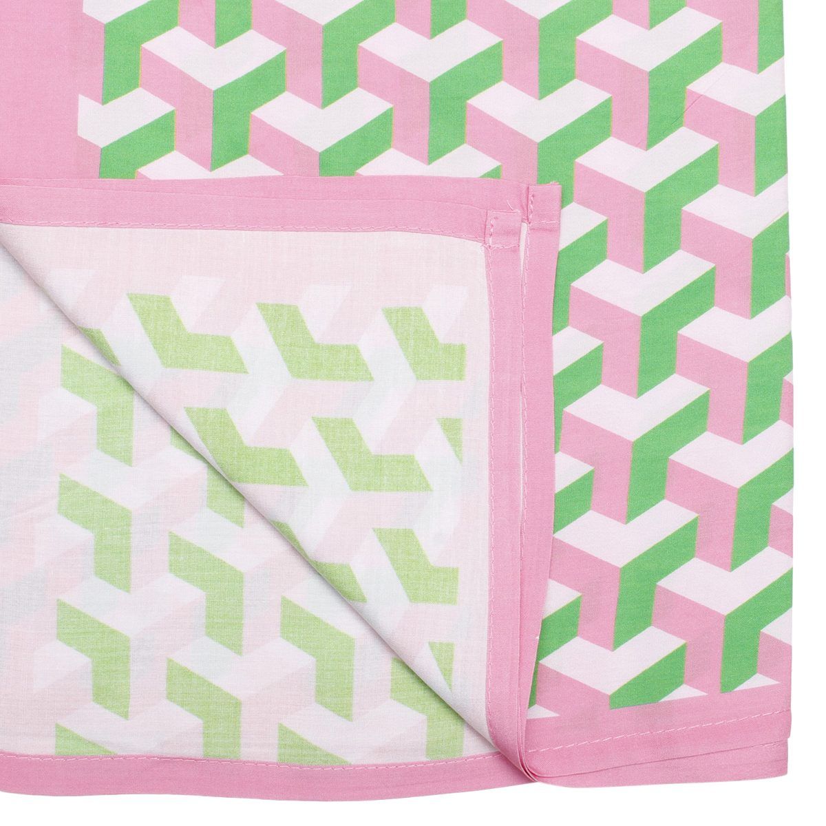 Summer Kimono Pink Green Block Print Women