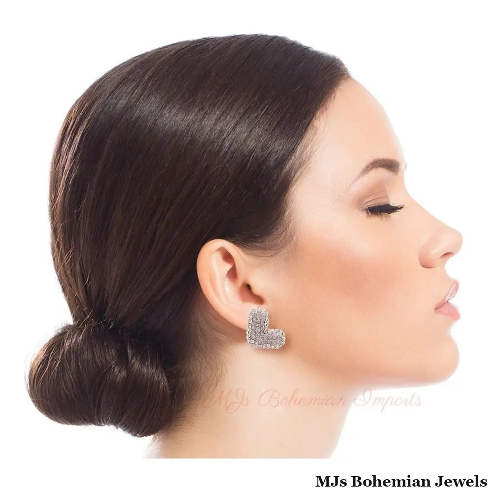 L Rhinestone Silver Studs