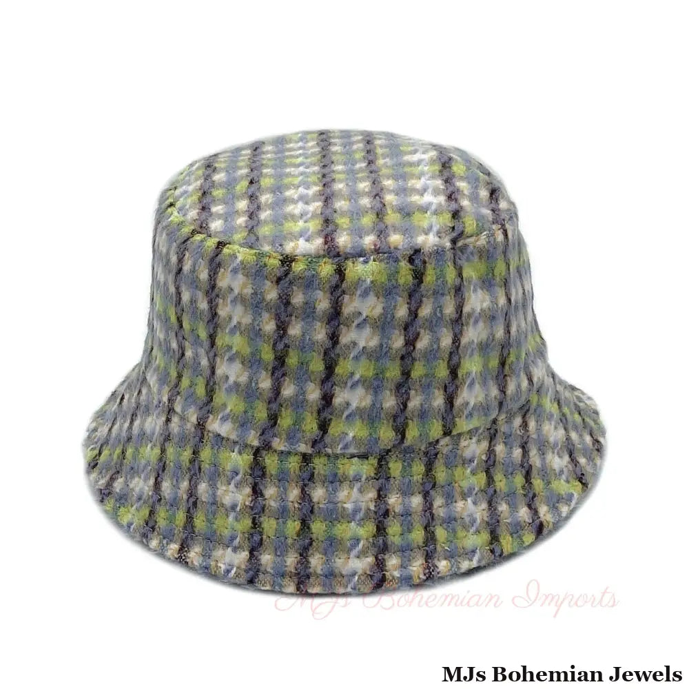 Lavender Plaid Woolen Bucket Hat