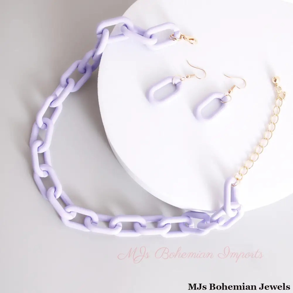 Lavender Rubber Coated Chain Necklace