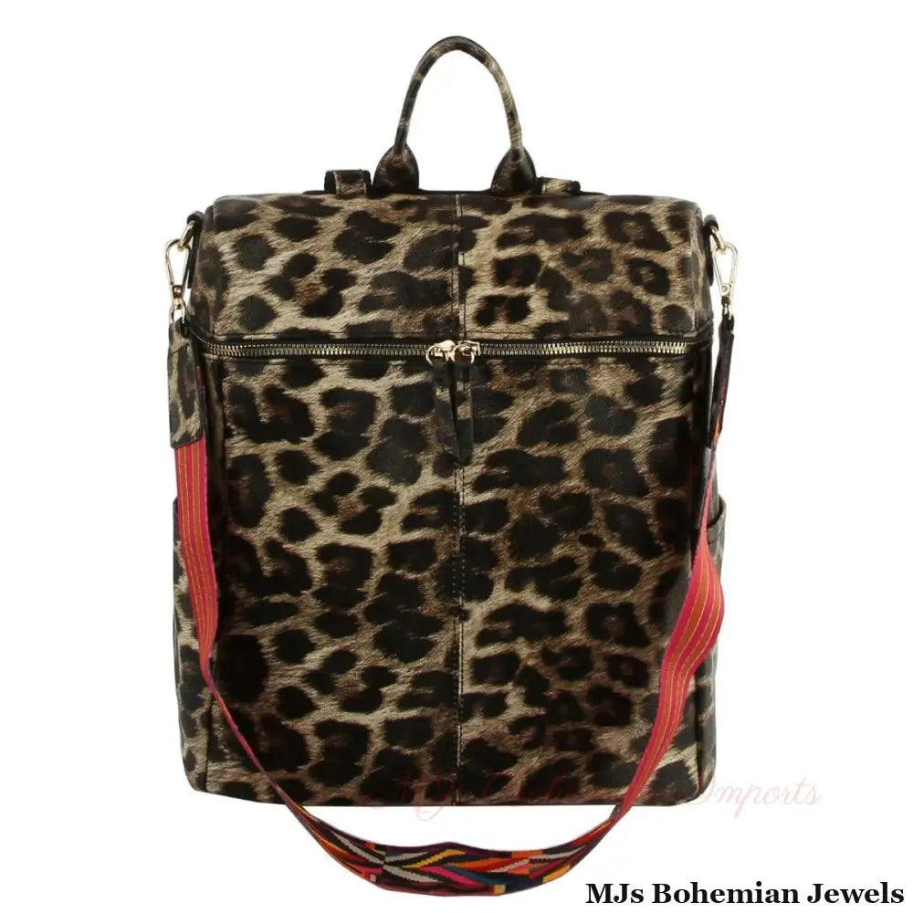 Leopard Square Backpack Purse