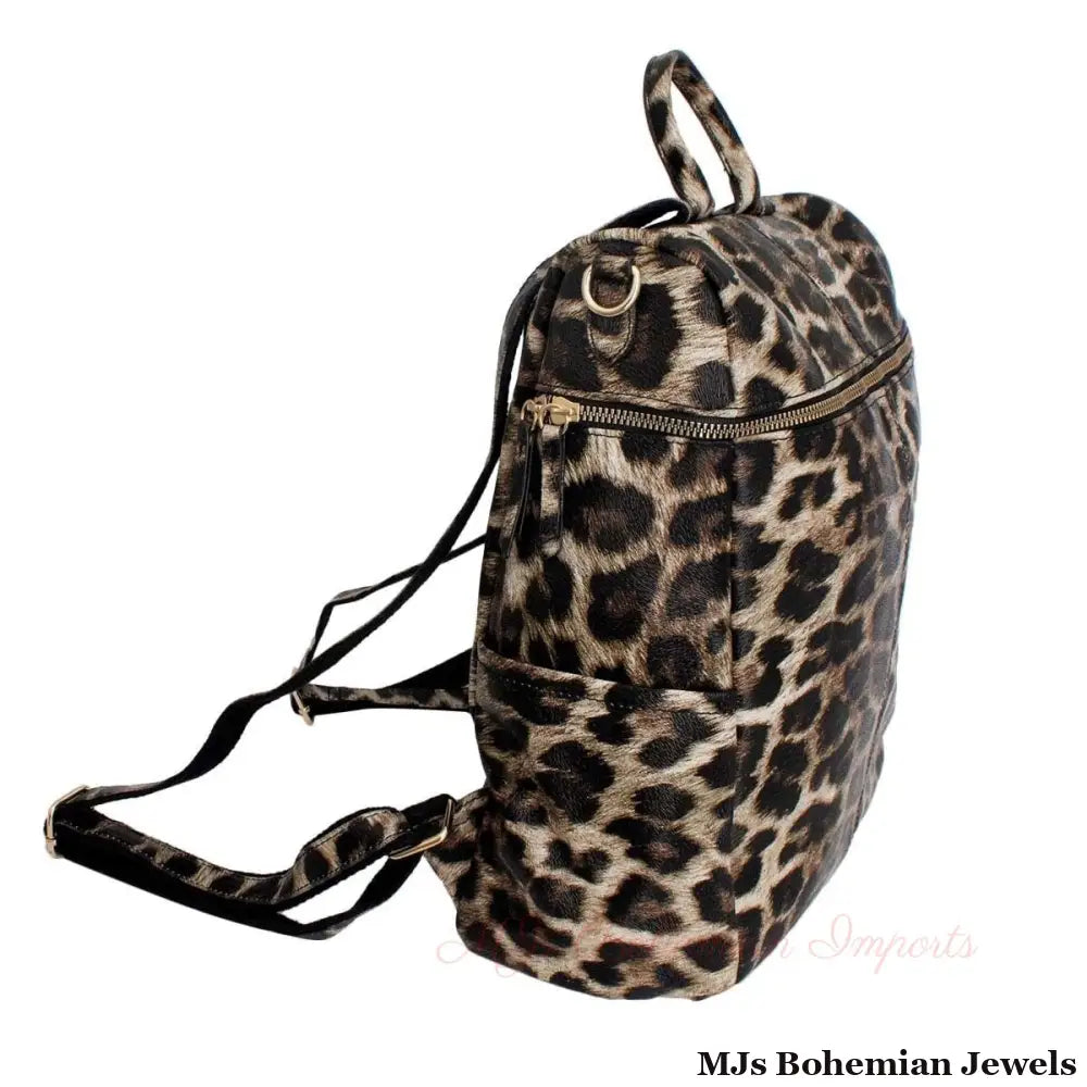 Leopard Square Backpack Purse