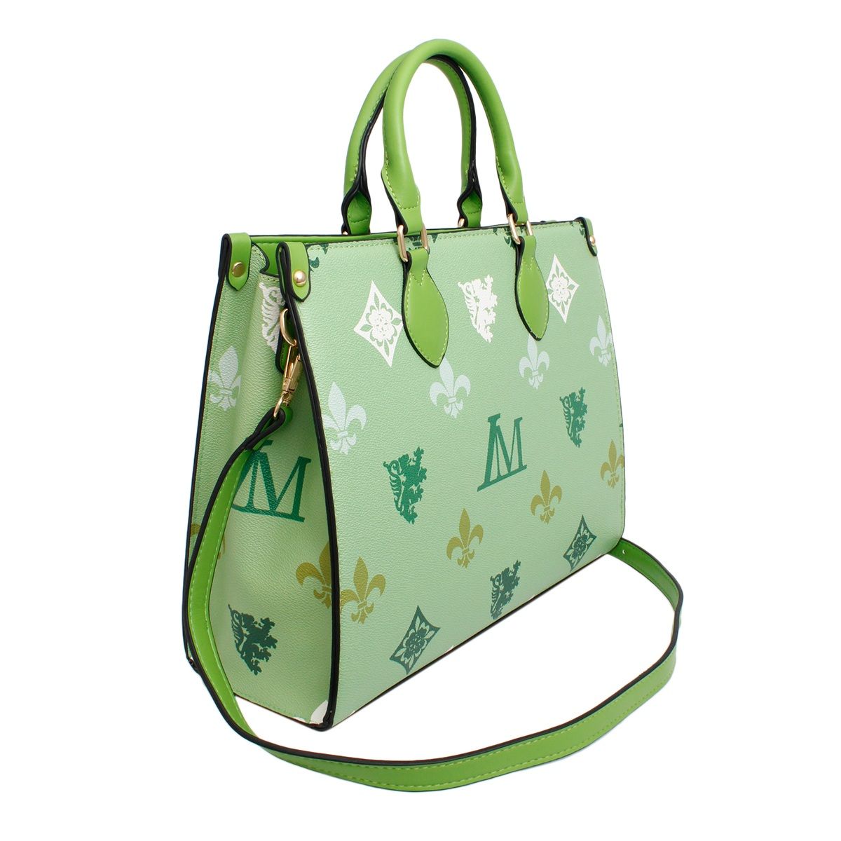 Tote Green Luxe Monogram Structured Satchel Bag