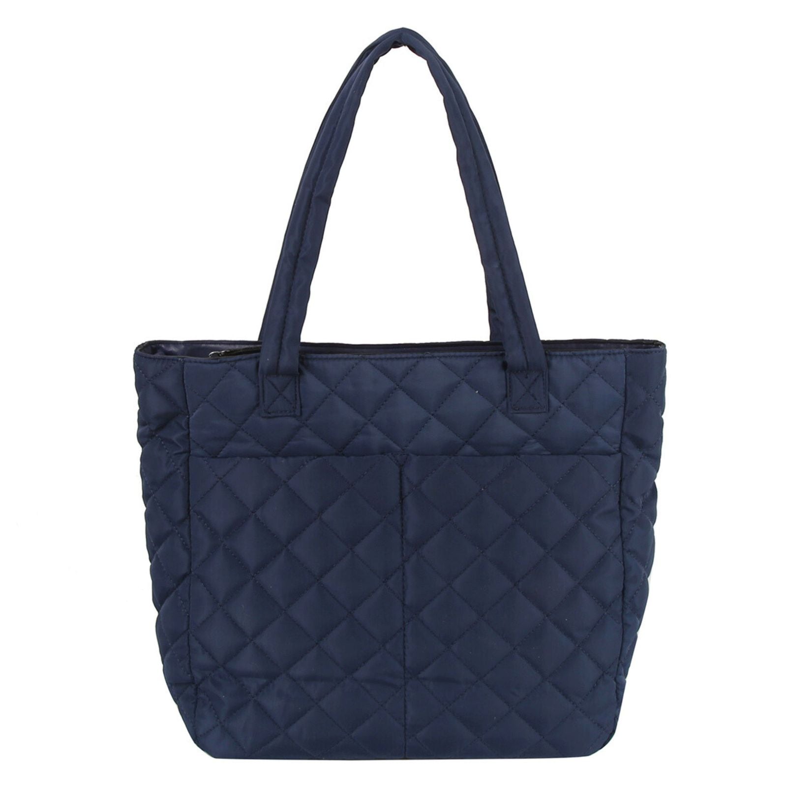 Tote Bag Navy Quilted Large Pocket Travel Purse