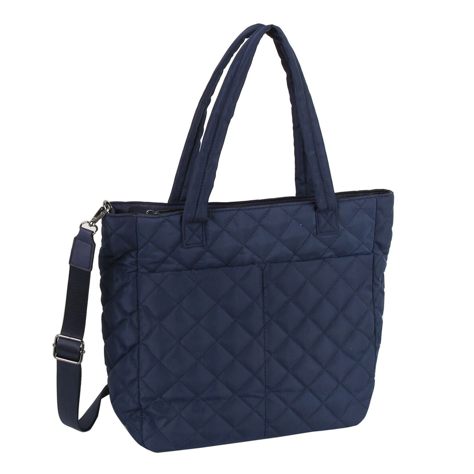Tote Bag Navy Quilted Large Pocket Travel Purse