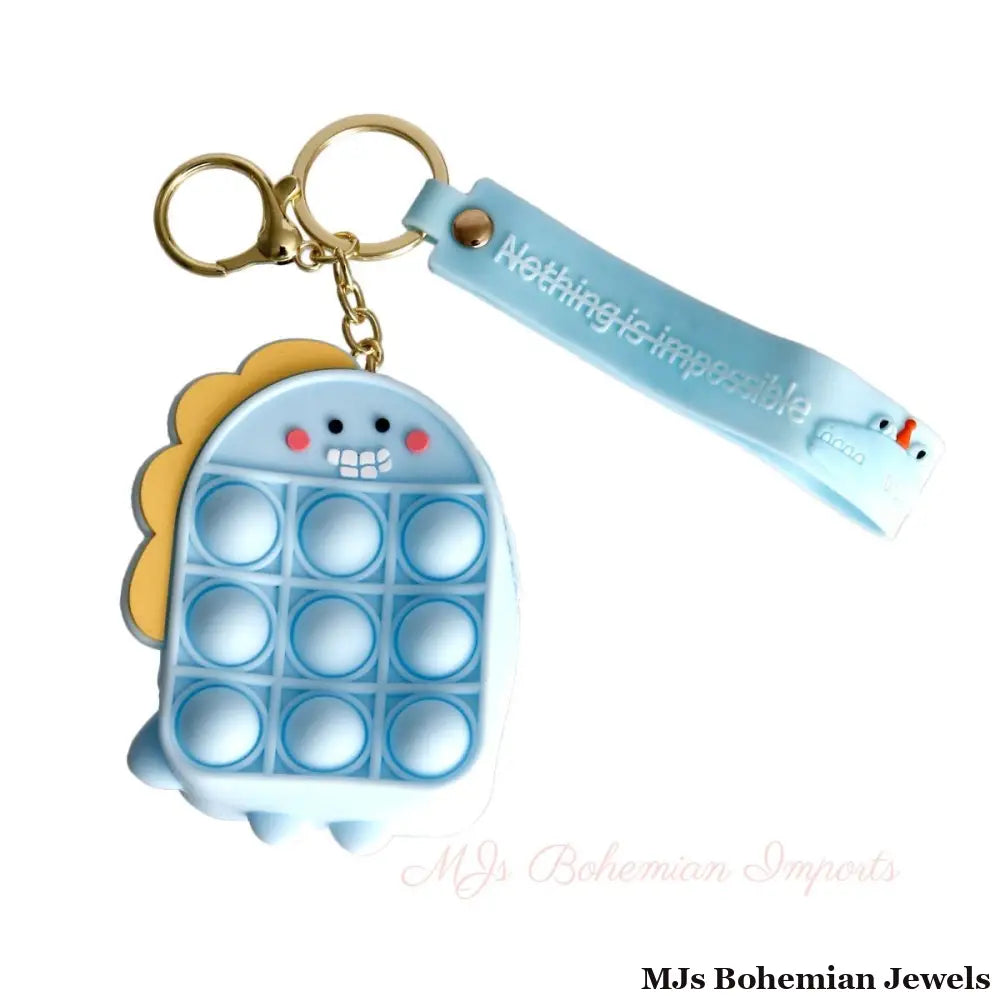 Light Blue Dino Bubble Pop Keychain