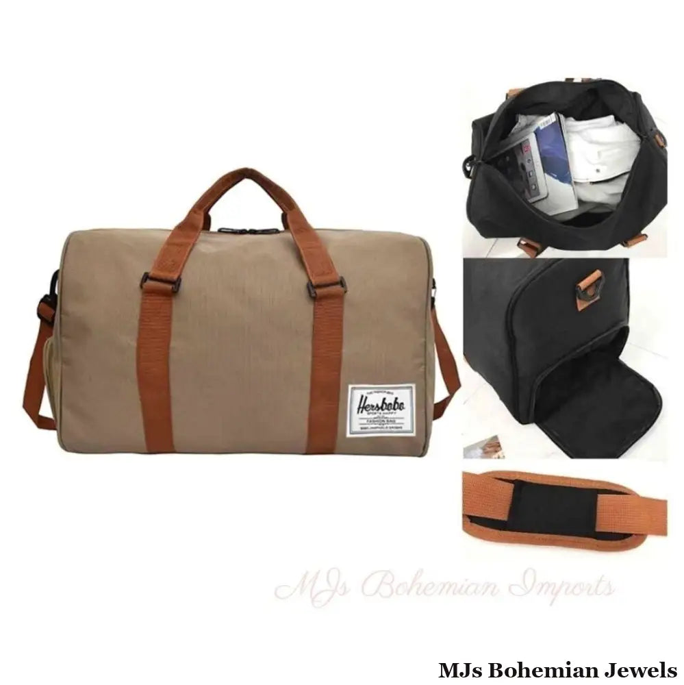 Light Brown Oxford Duffel Travel Bag