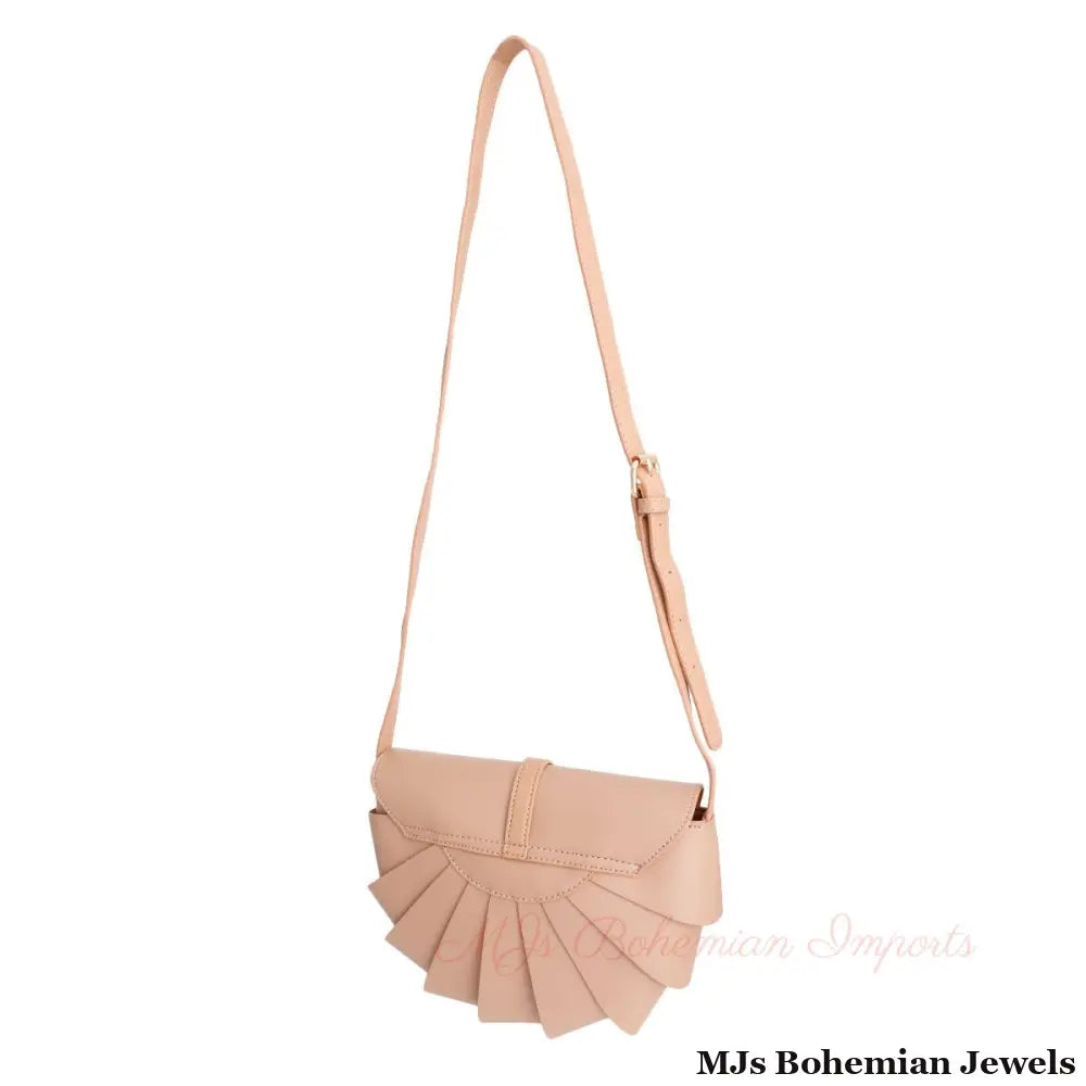Light Brown Pleated Semicircle Crossbody