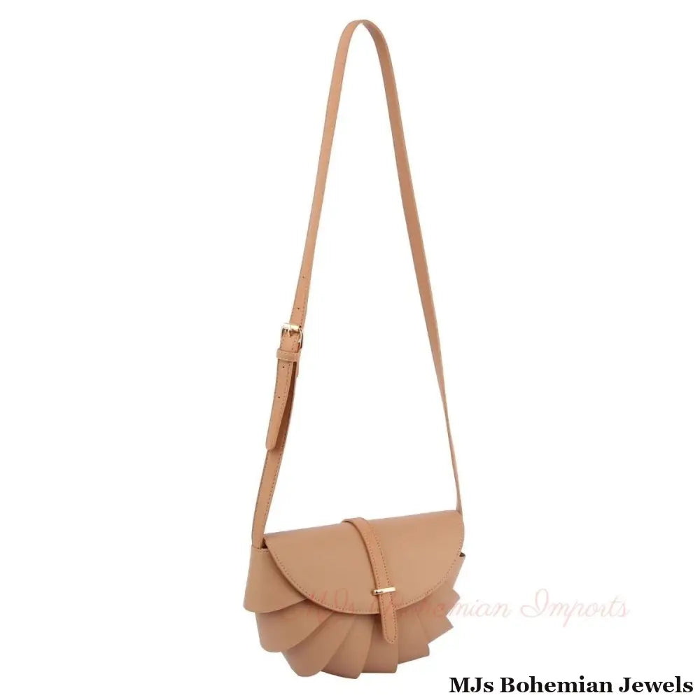 Light Brown Pleated Semicircle Crossbody