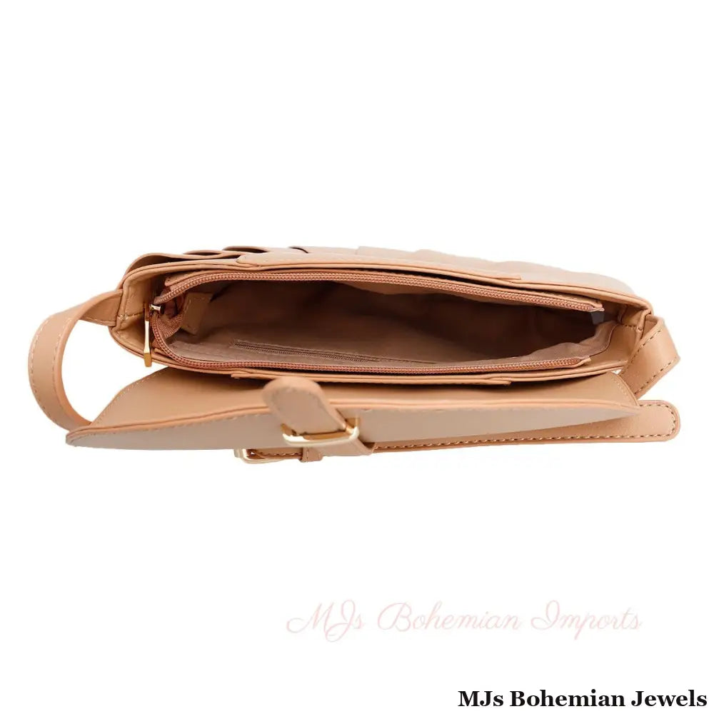 Light Brown Pleated Semicircle Crossbody