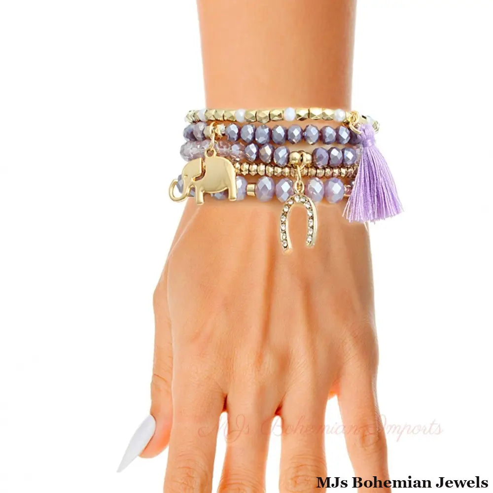 Light Purple Elephant Horseshoe Bracelets