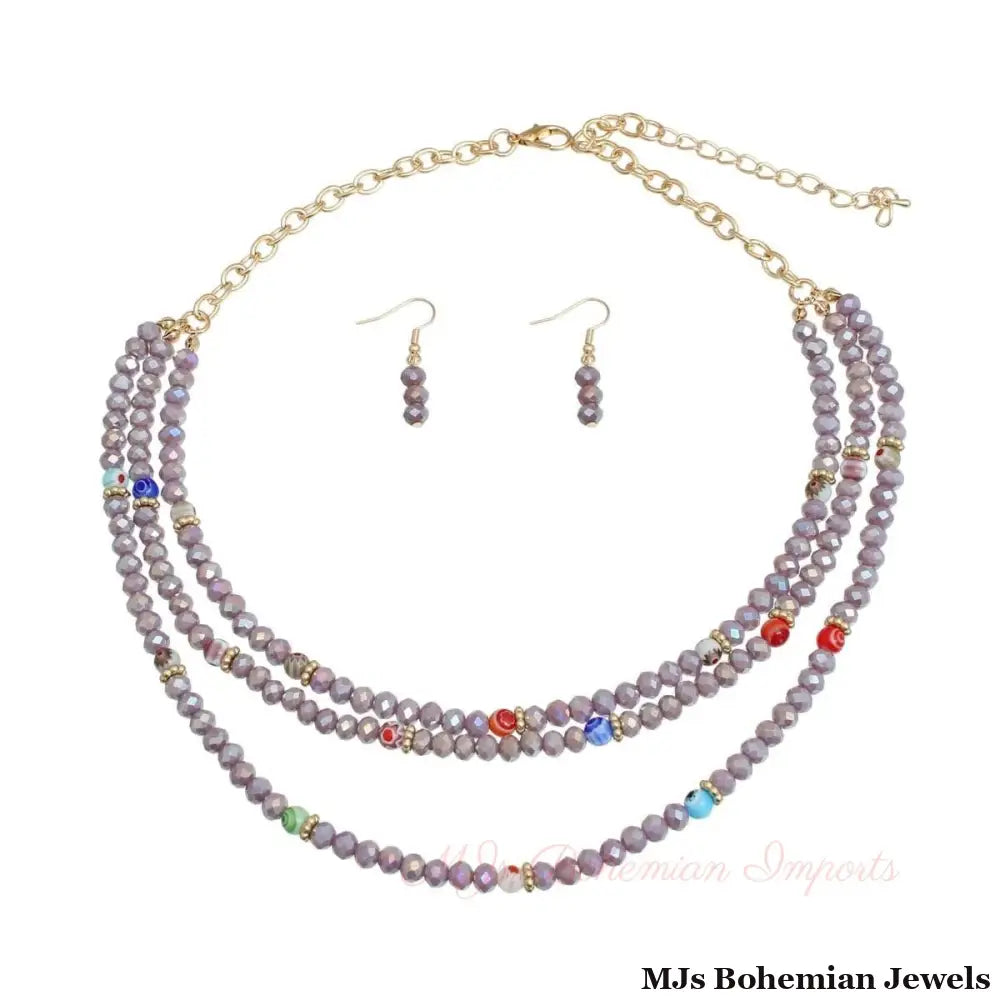 Light Purple Glass Bead Layered Set
