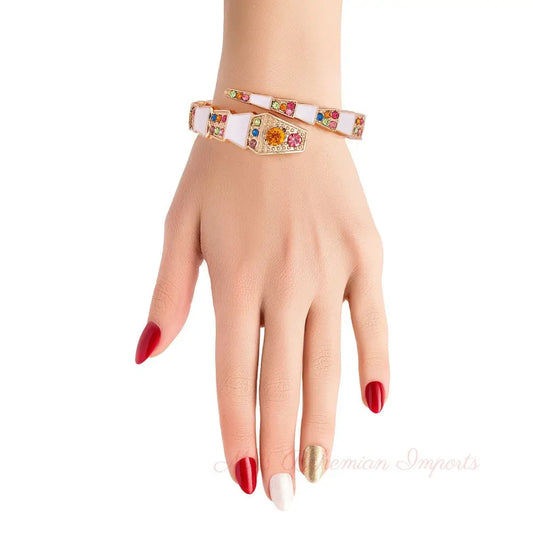 Luxury White 3D Snake Wrap Cuff