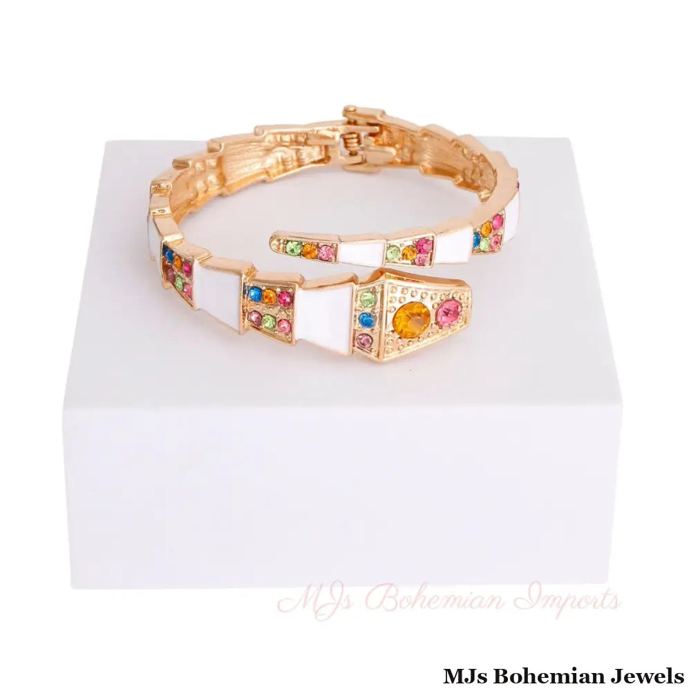 Luxury White 3D Snake Wrap Cuff