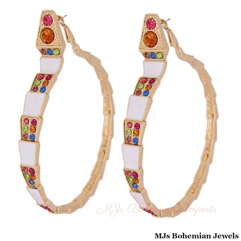 Luxury White 3D Snake Wrap Hoops