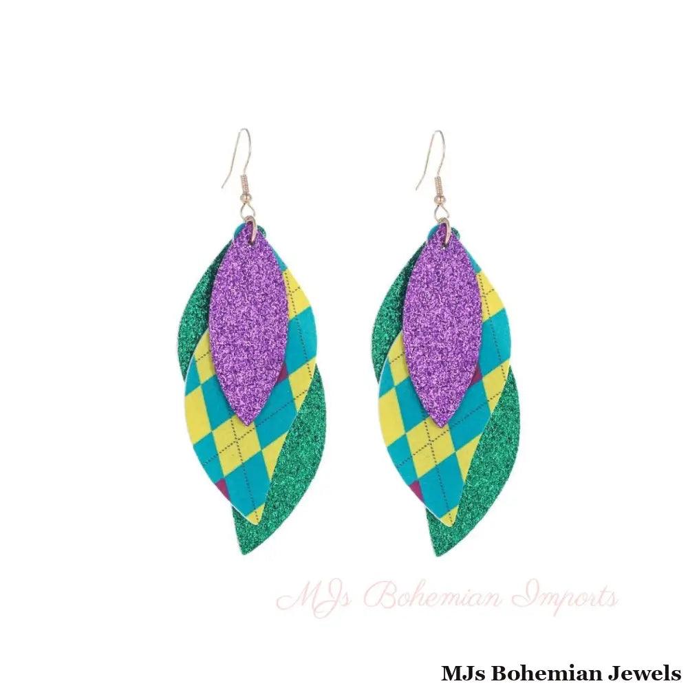 Mardi Gras Plaid Earrings