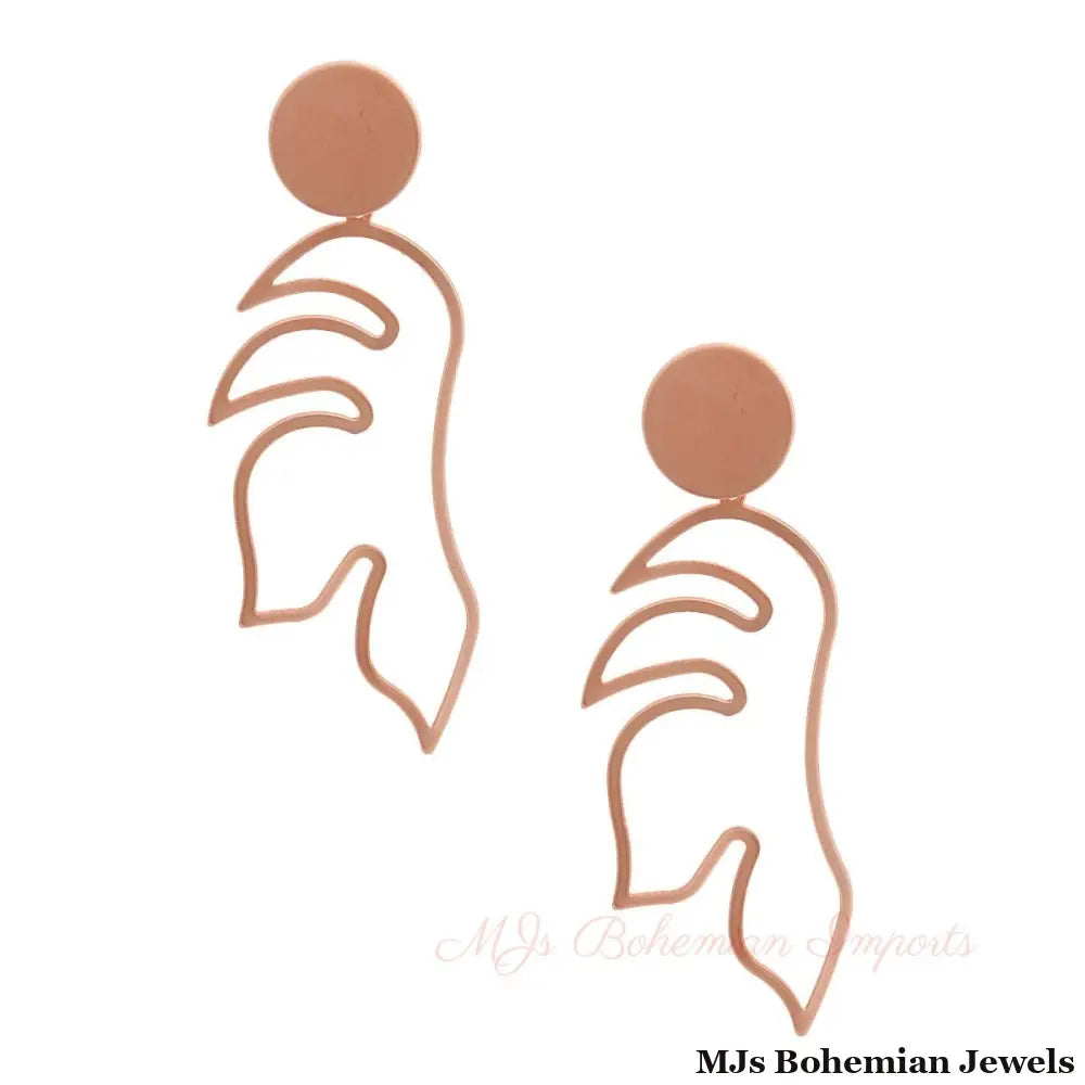 Matte Rose Gold Metal Leaf Earrings