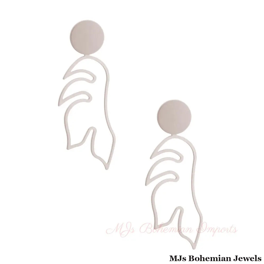 Matte Silver Metal Leaf Earrings