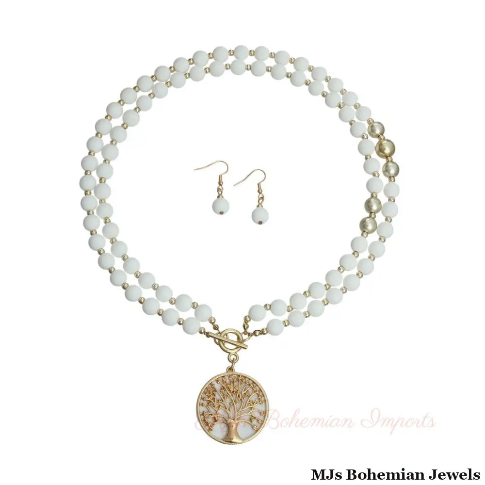 Matte White Tree of Life Necklace