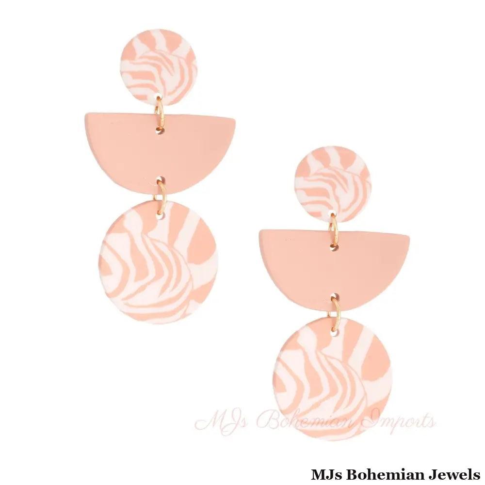 Mauve Clay Leaf Pattern Earrings