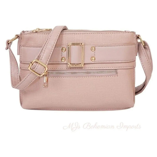 Mauve Leather Buckle Crossbody