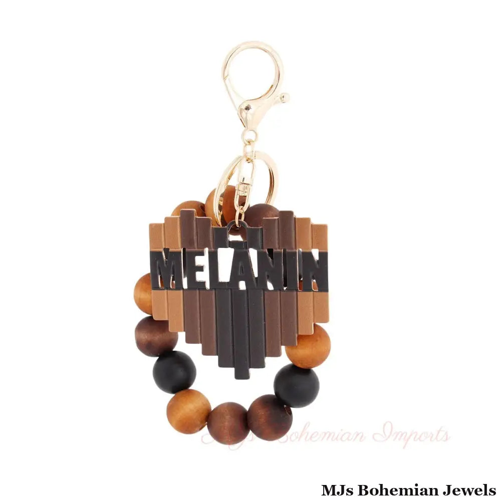 Melanin Wood Bead Keychain