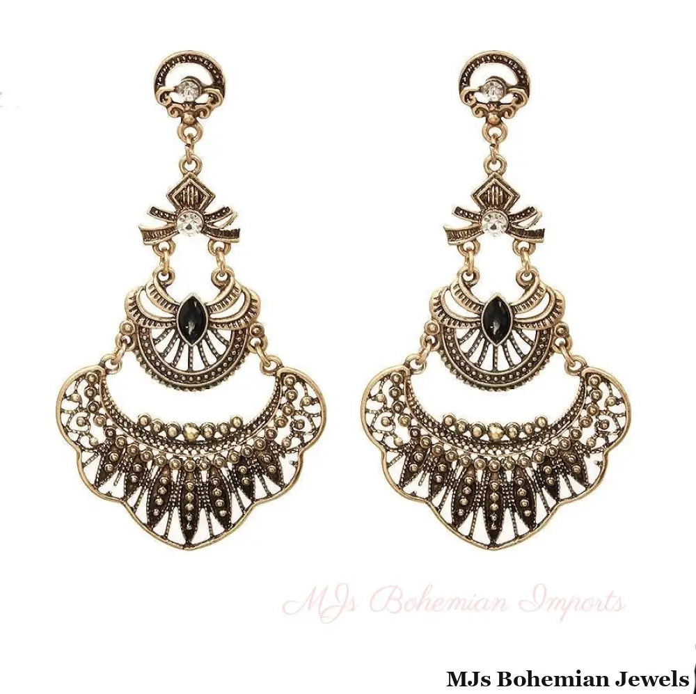 Metal Drop Burnished Gold Earrings