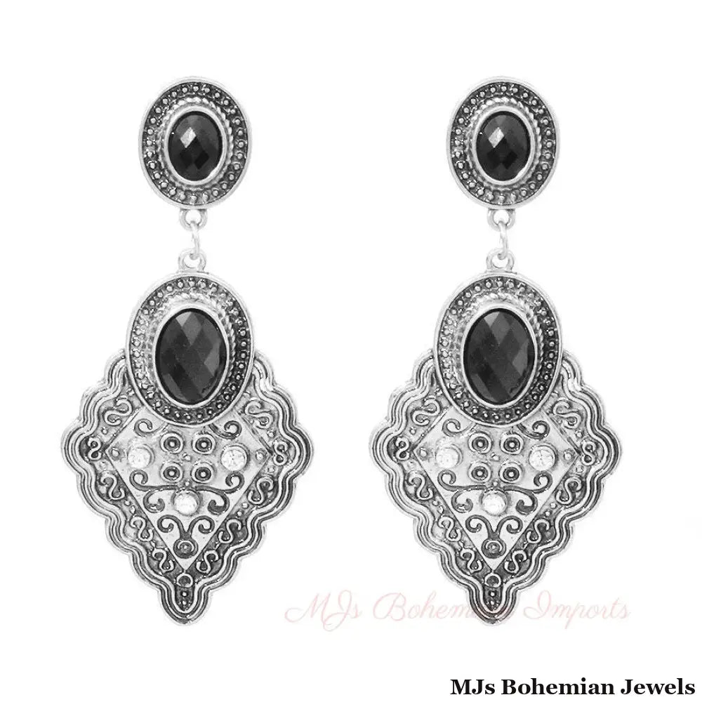 Metal Drop Silver Earrings