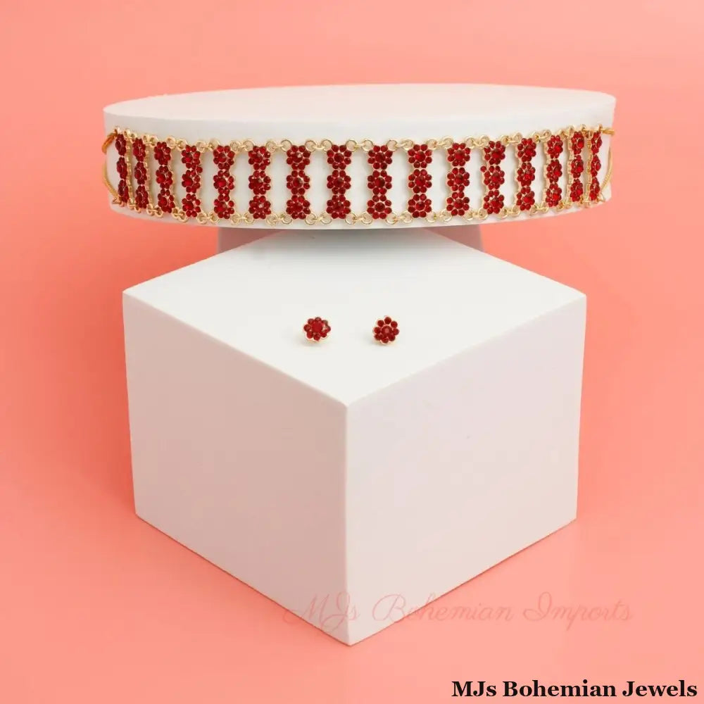 Metal Stone Choker Set