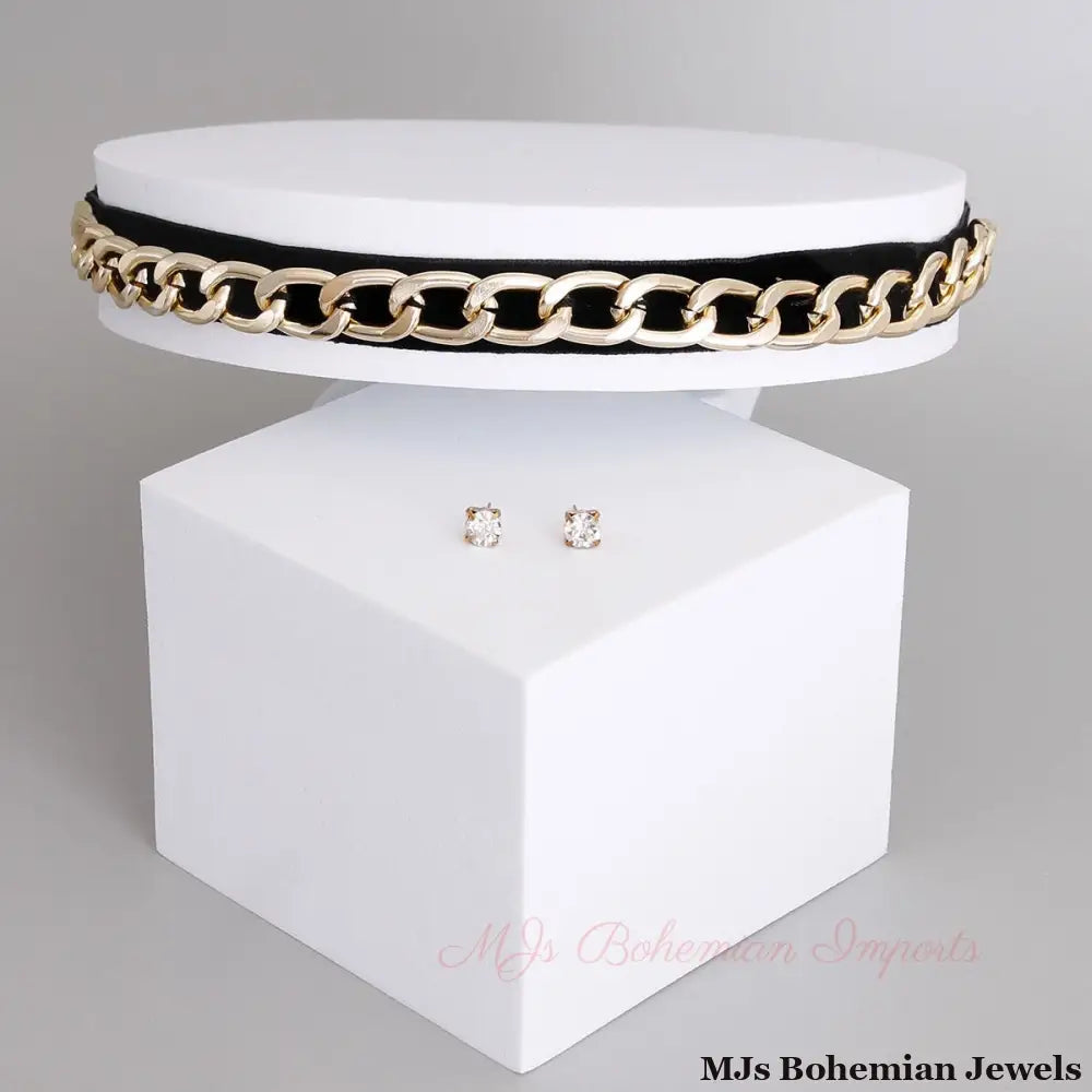Metal with Leather Choker