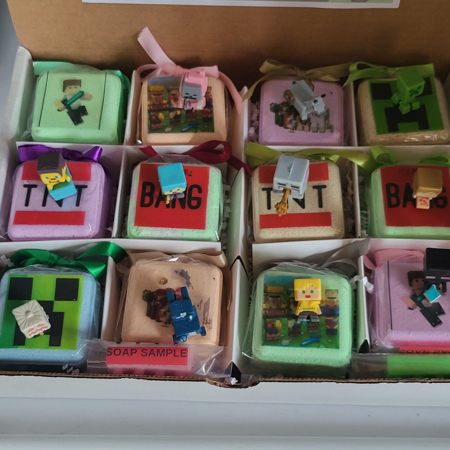 Bath Bombs for Kids with MineCrafter Toys Inside - BANG - BOOM - TNT - MADE in US, Natural Ingredients (12 Count)
