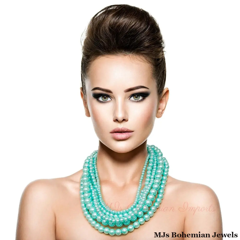 Mint Pearl Necklace Set