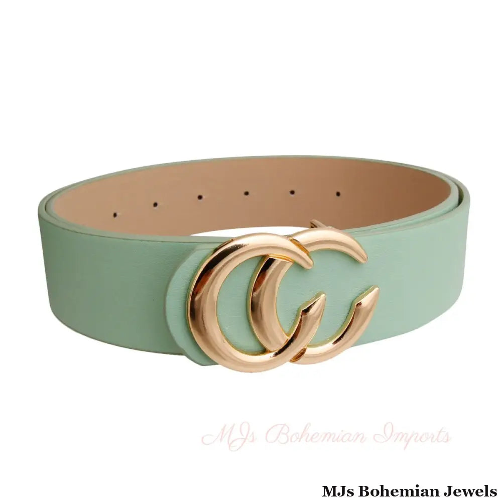 Minted Monogram Belt - Mint and Gold