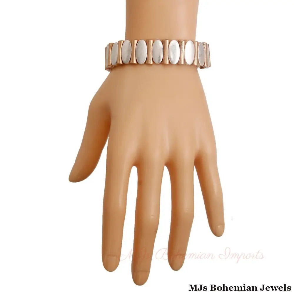 Mixed Metal Oval Bracelet
