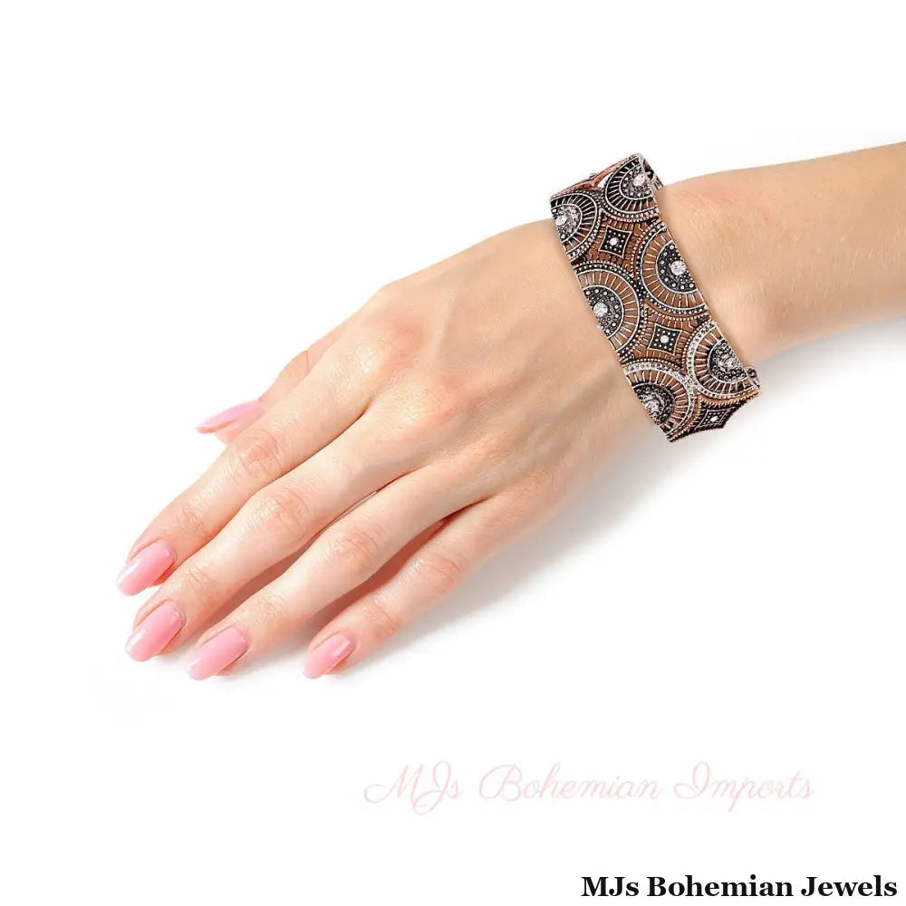 Mixed Metal Round Filigree Bracelet
