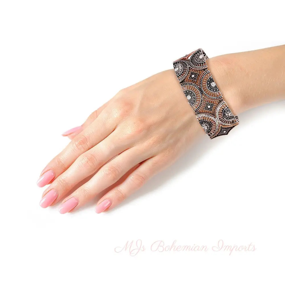 Mixed Metal Round Filigree Bracelet