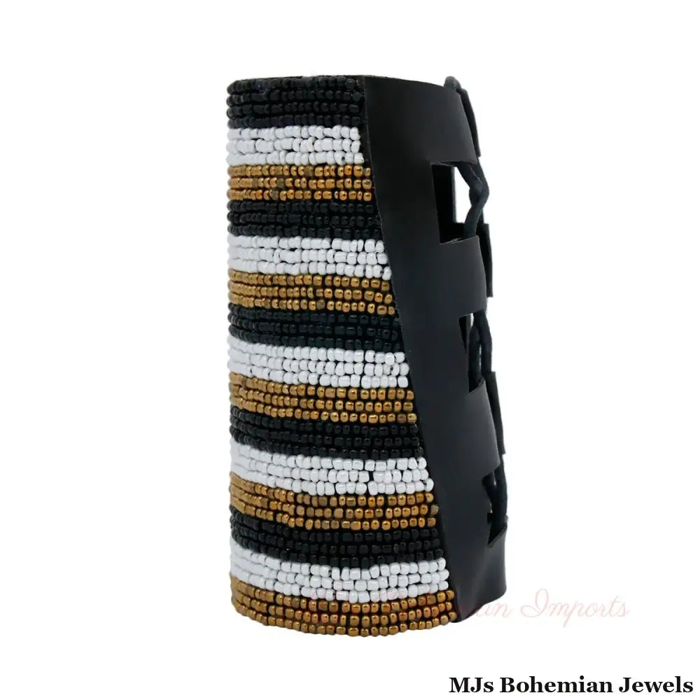 Monochrome Gold Beaded Arm Cuff