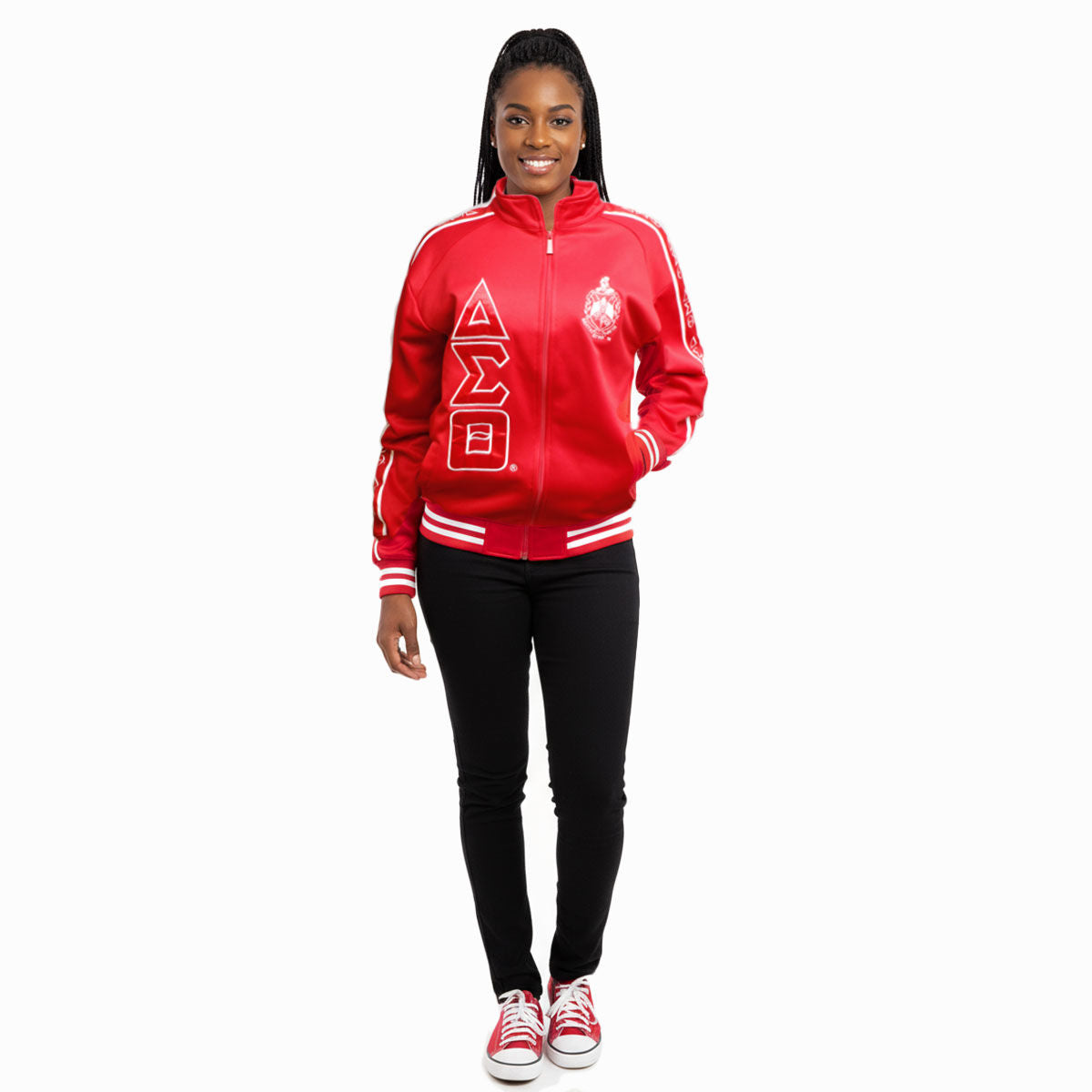 DST Greek Apparel M Red Zip Up Track Jacket