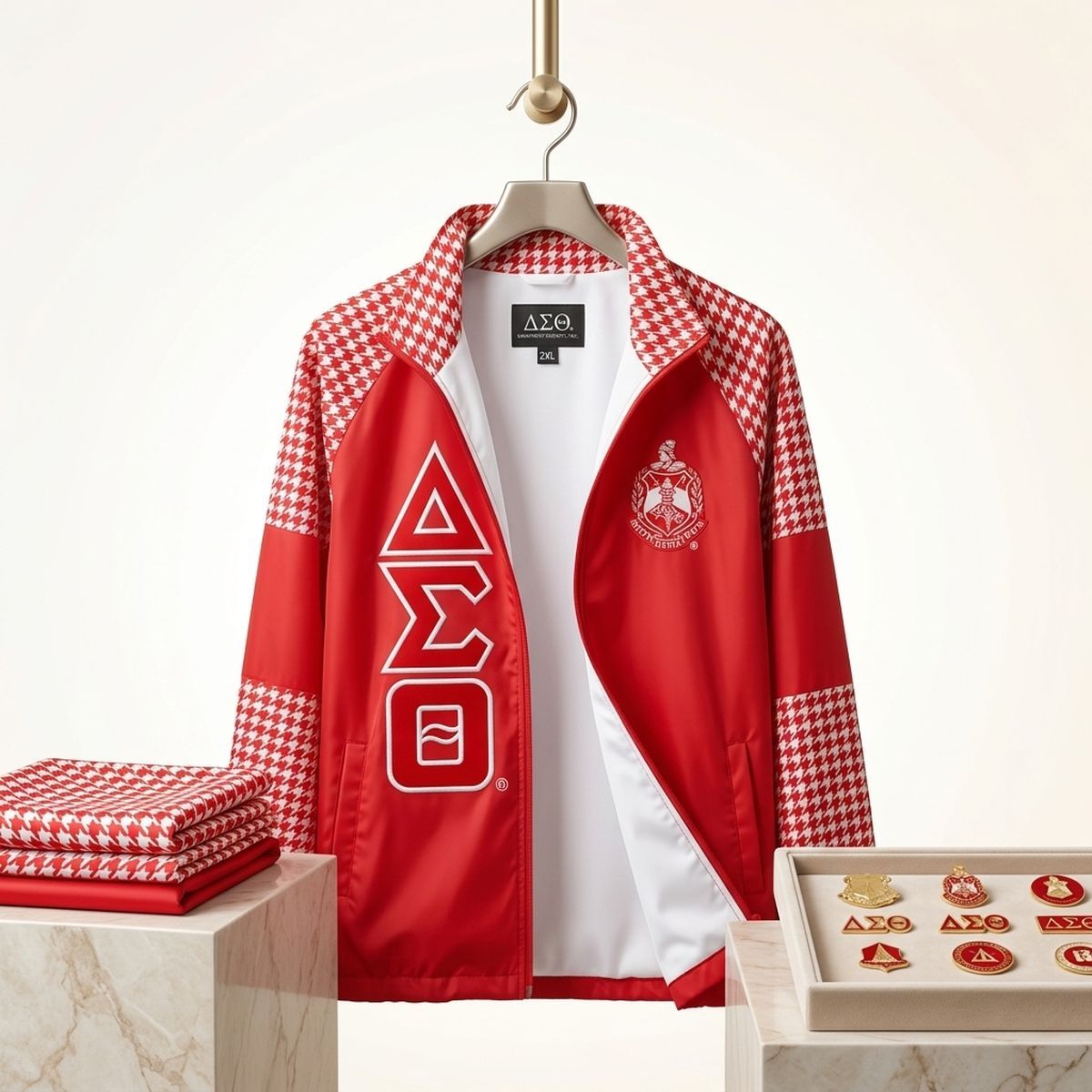 DST Greek Apparel Small Red Windbreaker Jacket