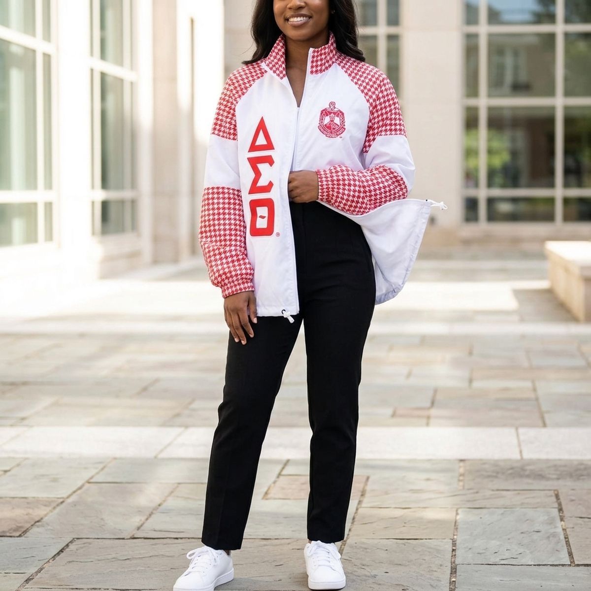 DST Greek Apparel Large White Windbreaker Jacket