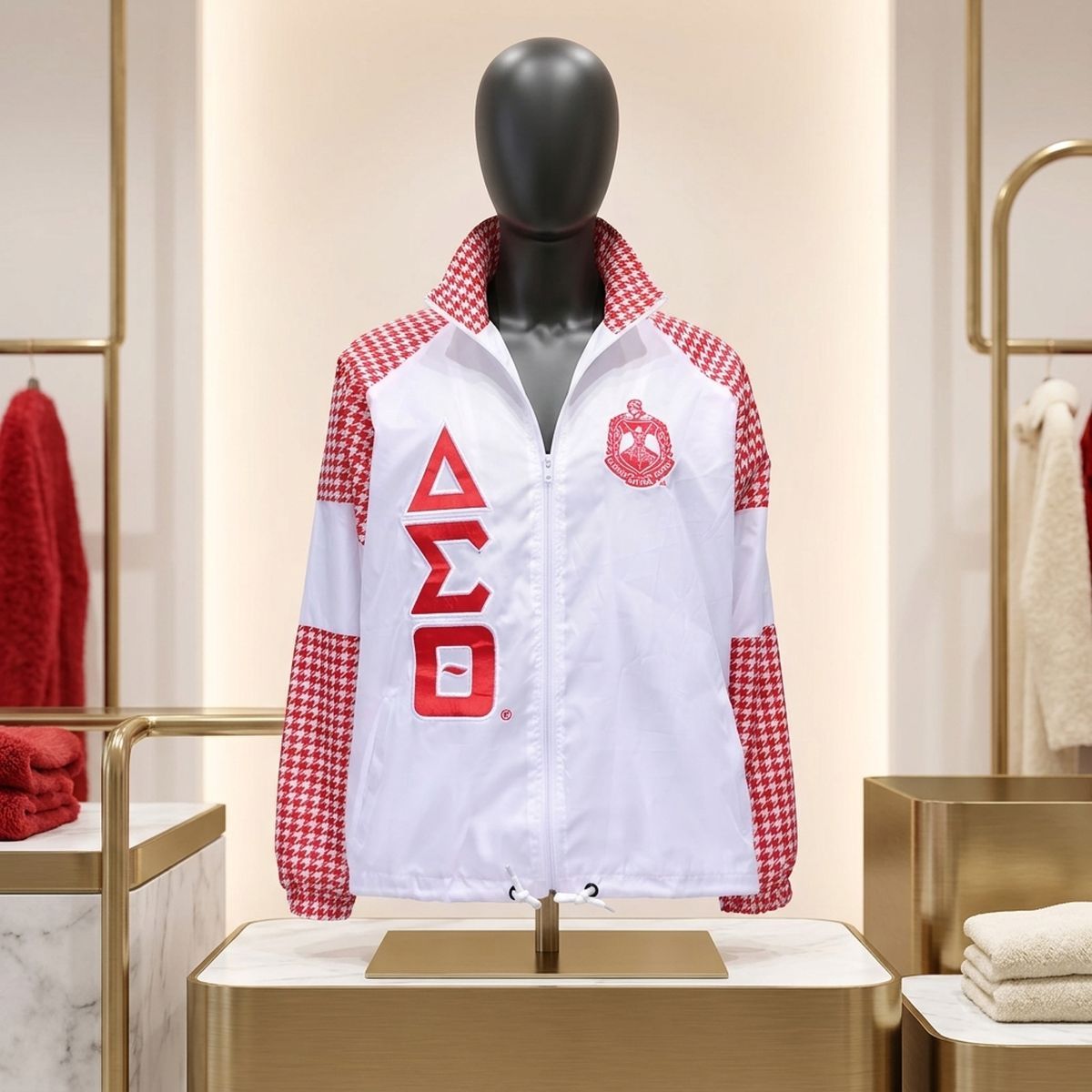 DST Greek Apparel Large White Windbreaker Jacket
