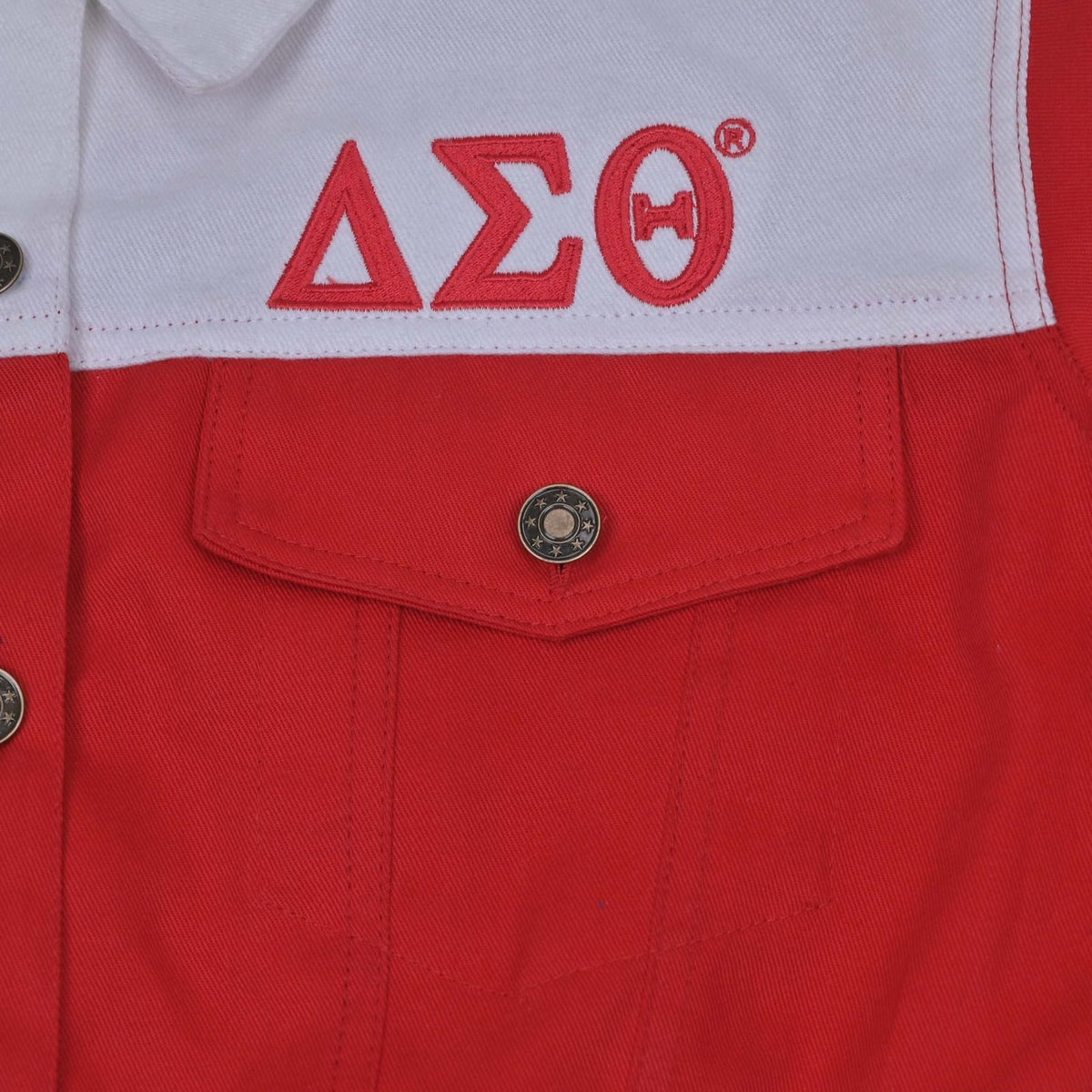 DST Apparel 2XL Red White Denim Fringe Jacket