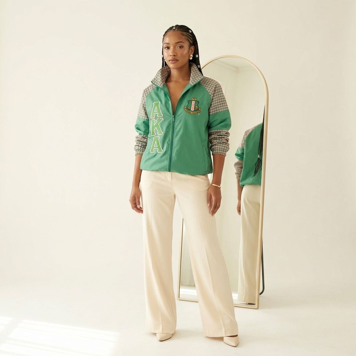 AKA Greek Apparel Large Green Windbreaker Jacket