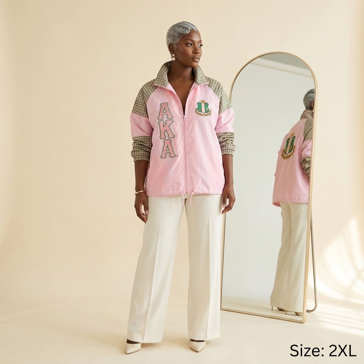 AKA Greek Apparel 2XL Pink Windbreaker Jacket