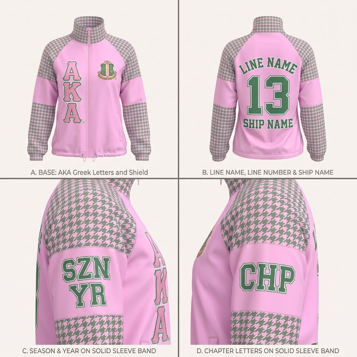 AKA Greek Apparel Medium Pink Windbreaker Jacket