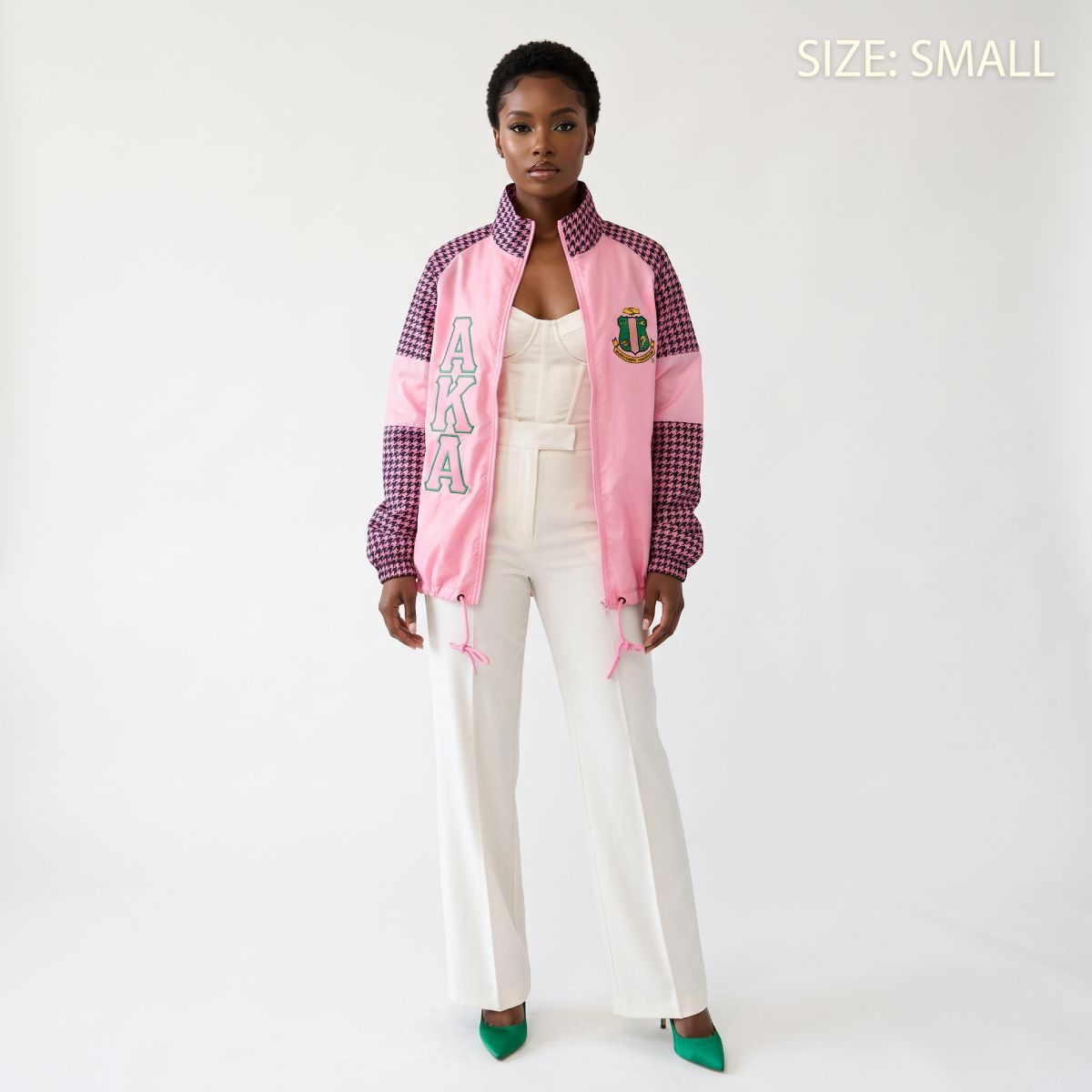 AKA Apparel Small Pink & Black Windbreaker Jacket