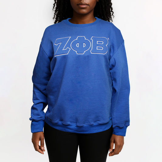 ZPB Greek Gear XL Blue Embroidered Crew Sweatshirt